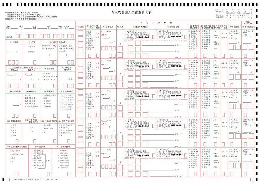 第六次人口普查_第六次人口普查表格